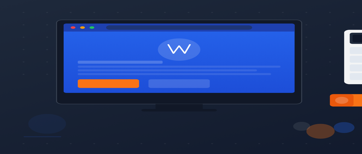 Illustration WordPress-Website Kosten Schweiz 2026 mit Monitor, Taschenrechner und Schweizer Franken